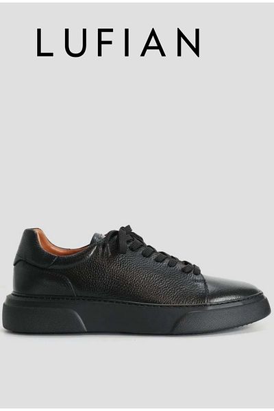 Lufian 111230187 Мъжки кецове Tommy Casual от естествена кожа, черни