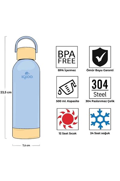 IGLOO Hydrate Pro Botte 500ml Thermos Flask Blue