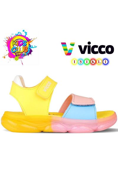 Vicco Laura Ortopedik Işıklı Çocuk Sandalet Sarı