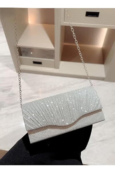 Generic Women Shiny Glitter Evening Clutch Bag Envelope Handbag Chain Purse Bag Crossbody Bag For Wed