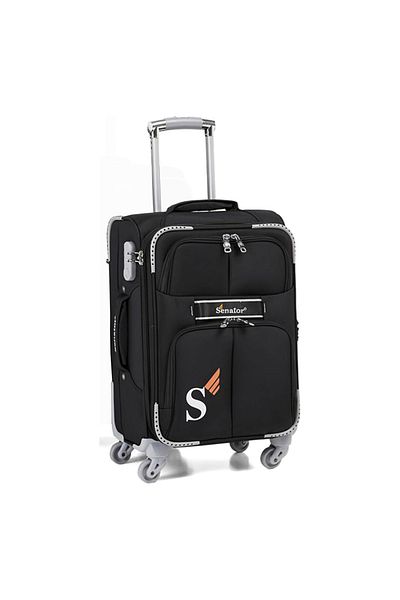 Senator Soft Side Luggage Lightweight Suitcase Spinner Expandable Luggage For Travel Ll003 (BLACK)