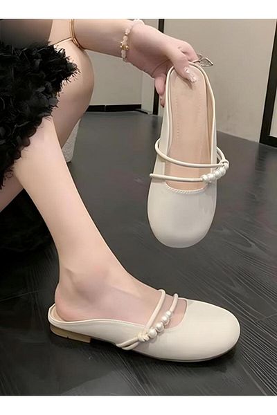 Generic Women's Mule Slippers Slingback Flat Pointed Toe Shoes Closed Toe Sandals Slippers