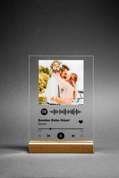 Genel Markalar Spotify Pleksi Plak Barkodlu (Kişiye Özel Hediye)