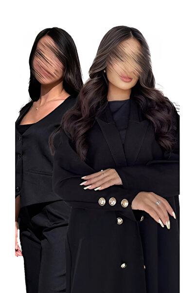 outline Black formal abaya package with gold buttons and a black set under th...