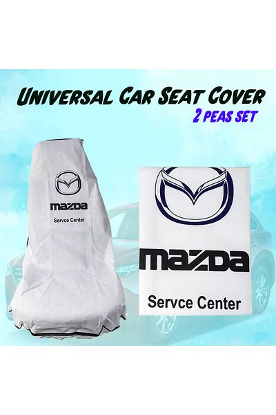 Mazda Car Seat Covers 2pcs – Dust & Dirt Protection For Service Center & Daily Use White