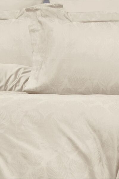 Sevim Jacquard 100% Cotton Satin Double Duvet Cover Set - Marriage Set Bedding Sets -Aura Cream