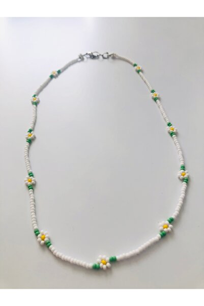 Handmade Minimal Boncuk Papatya Kolye
