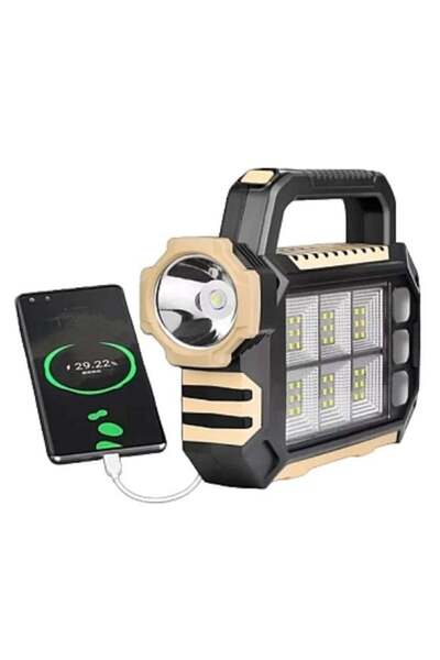 divendi-ro Lampă solară portabilă 8029 cu 1 LED + 54 COB, lanternă cu mâner, funcție de încărcare mobilă