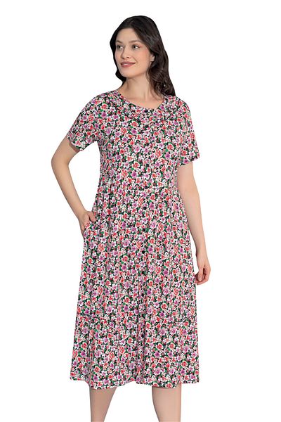 ROMEO LİFE Rochie de vară cu model din țesătură modal din bumbac 7735