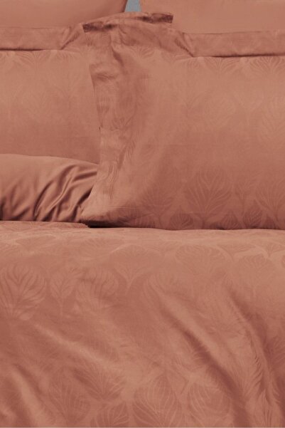 Sevim Jakarlı Pamuk Saten Nevresim Takımı - Çift Kişilik Nevresim Seti -Aura Kayısı