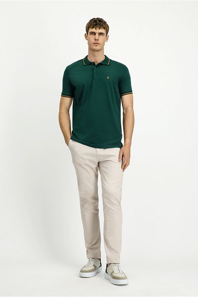 Kiğılı Μπλουζάκι Polo Neck Slim Fit Slim Fit Κεντημένο μονό ζέρσεϋ βαμβακερό μπλουζάκι