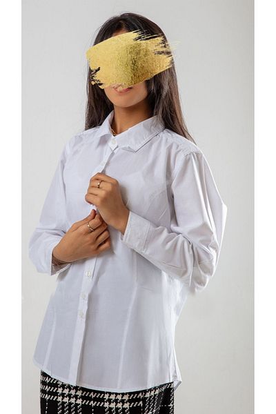 outline round button shirt