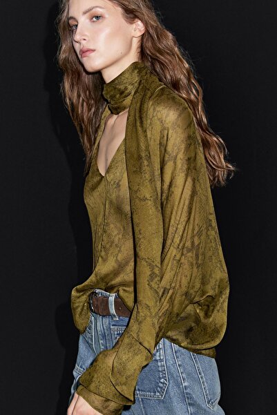 Massimo Dutti Desenli dökümlü bluz