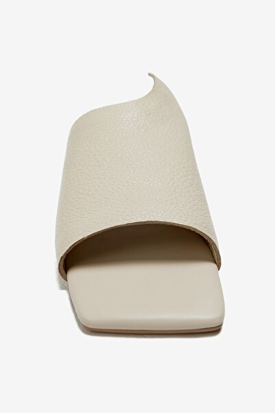 Seniorah Γυναικείες παντόφλες από γνήσιο δέρμα σε μπεζ χρώμα