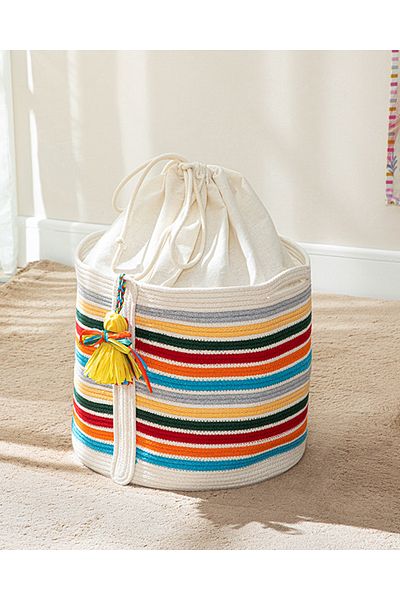 English Home Striped Basket Knitted Cotton Toy Basket Multicolor
