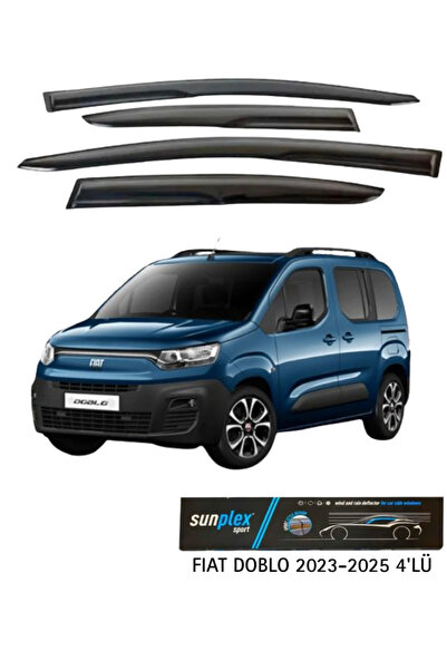 SUNPLEX Fiat Doblo 2023-2025 Sport Style Cam Rüzgarlığı Takım 4'lü Takım Rüzgar Yağmur Koruma