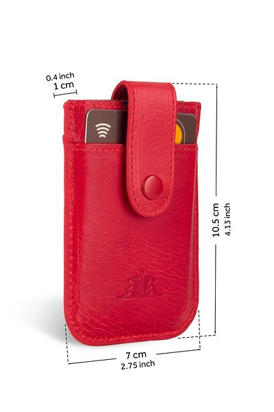 Anı Yüzük Men's Red 7 Card Holder 100% Genuine Crazy Leather Pull Thin Upright Credit Card Holder Wallet Vintage