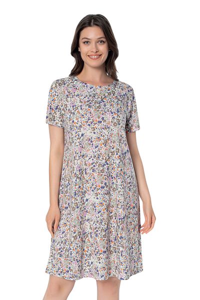 ROMEO LİFE Women's Cotton Fabric Patterned Summer Dress 7708