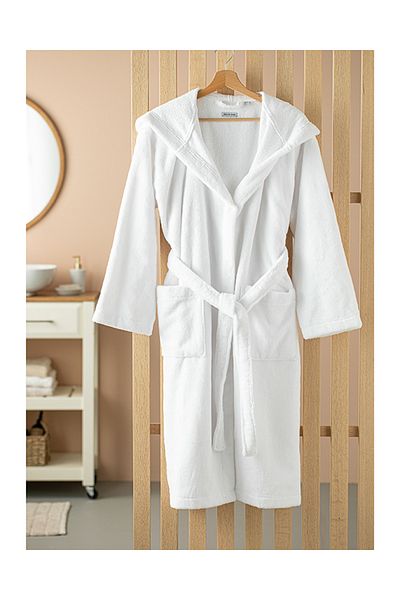 English Home Halat de baie - Softy Triga, Usa din bumbac, marimea S-m, culoare alba