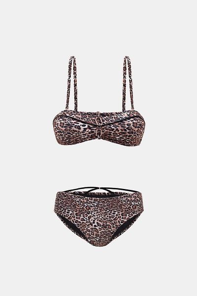 Amarelle Costum de bikini cu dungi Capetown Leopard cu model leopard, fără bretele, cu curea detașabilă
