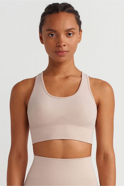 COMEUP Jacquard Sports Bra Mushroom Color