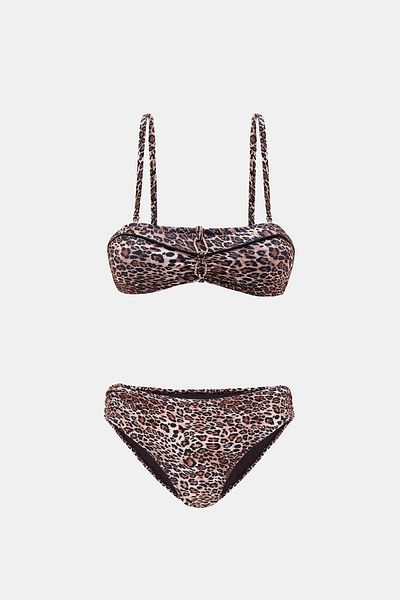 Amarelle Costum de bikini Capetown cu imprimeu leopard, fără bretele, cu curea detașabilă