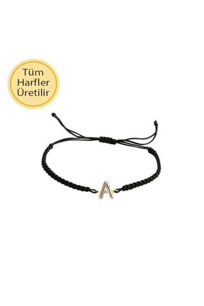 EnginGold İp Örgü 14 Ayar Altın A Harfli Bileklik