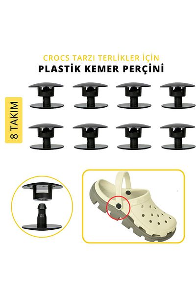 ipekbazaar 8-Piece Belted Rivet Slippers Set - Durable Plastic Snap-On Belt Clip for 2 Pairs of Slippers