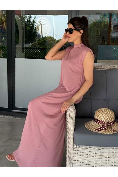 ENDAMIM Half Neckline Sleeveless Comfortable Fit Stretchy Combed Fabric Dress / Underwear