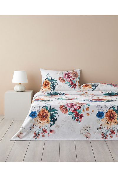 English Home Flora Vista Digital Printed Soft Cotton Single Duvet Cover Set Orange