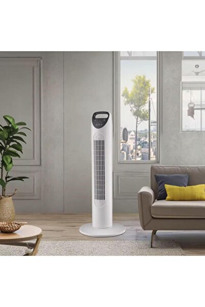 SMAYLİNG Sessiz Kule Vantilatör 80cm Uzaktan Kumandalı, 3 Hızlı, Salınımlı, T...