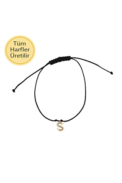 EnginGold 14 Ayar Altın Sallantılı Harf Ipli Bileklik