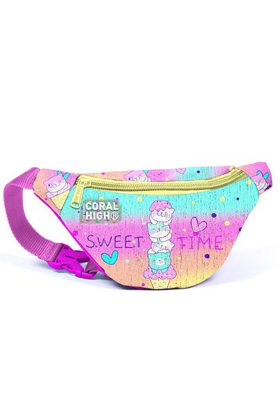 Coral High 11524 Model Colorful Cat Patterned Ice Cream Children's Waist Bag