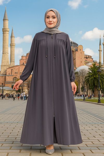 Neva Style Καπνιστό Hijab Ferace - Με φερμουάρ, Μοντέλο 45290FU