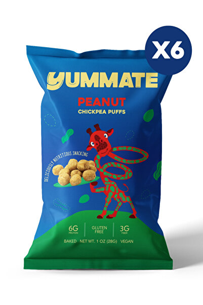 Yummate Vegan Glutensiz Yer Fıstığı Aromalı Fırınlanmış Nohut Cipsi 6 X 28 gr