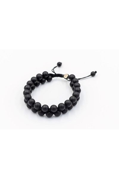 Salt & Crystal Matte Onyx Double Bracelet for Men