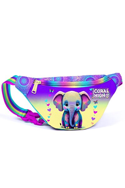 Coral High 11526 Geantă pentru copii model roz turcoaz cu model elefant