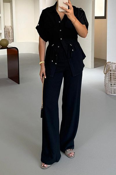 Suzi Linen Mix Shirt and Pants Set 4S5192