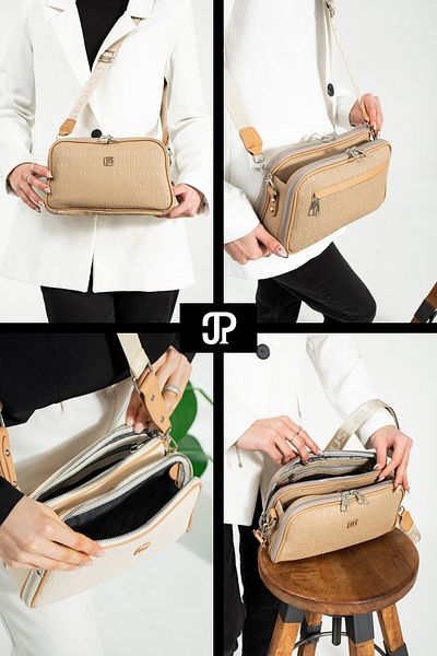 POLOGRAND London Geantă de umăr originală Just Polo Collection, cu 4 compartimente, din piele moale de lux, cu curea încrucișată reglabilă