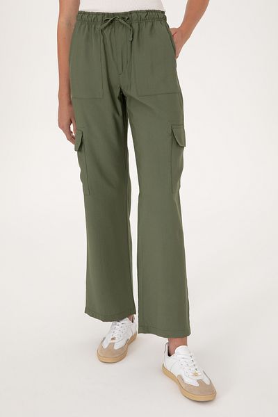 U.S. Polo Assn. Women's Dark Khaki Cargofit Canvas Trousers 50309123-Vr111