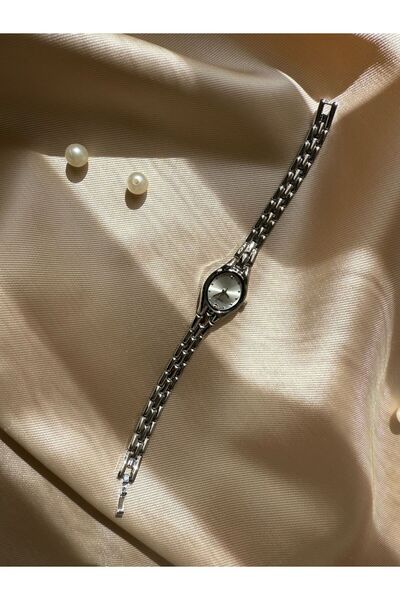 QUARTZ Bs Still Straw Cord - Minimal Vintage Women's Wristwatch, Silver Color