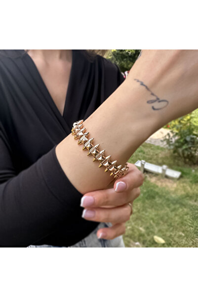 EnginGold 14k Rose Gold Crampoon Kelepçe Bilezik