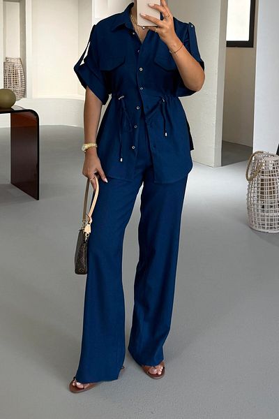 Suzi Linen Mix Shirt and Pants Set 4S5192