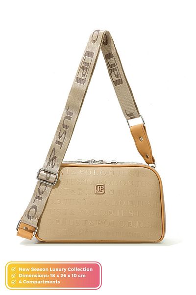 POLOGRAND London Geantă de umăr originală Just Polo Collection, cu 4 compartimente, din piele moale de lux, cu curea încrucișată reglabilă