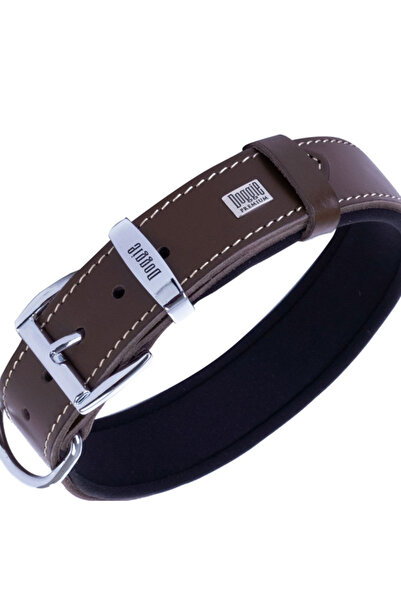 Doggie Comfort Deri Kemik Desenli Köpek Boyun Tasması Large Kahverengi 3.5x52-60 Cm