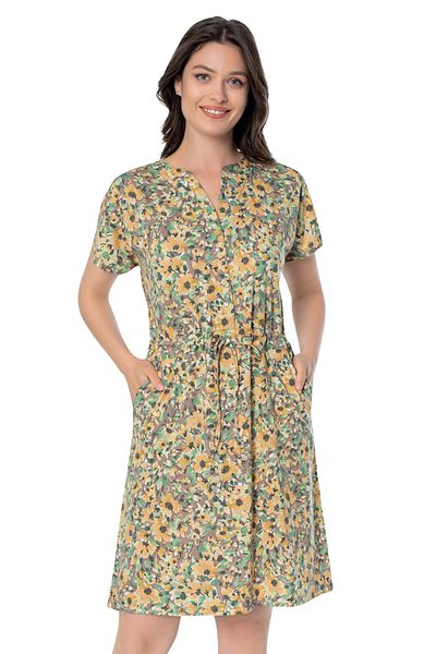 Cotpark Model 7712 - Rochie cu model maro galben