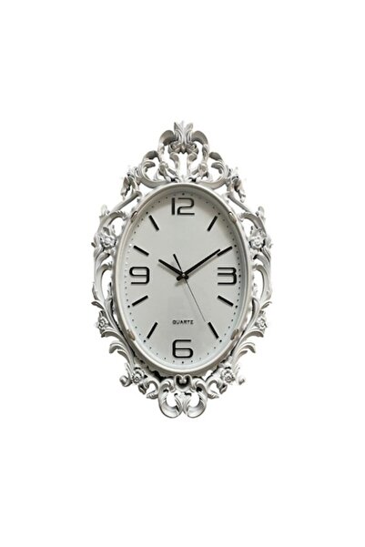 BLA BLA FOAM Ceas de perete cu ramă în stil baroc și cifre arabe, 70x45 cm, alb