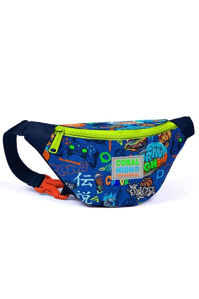 Coral High Graffiti Patterned Children's Waist Bag - Saks 11519