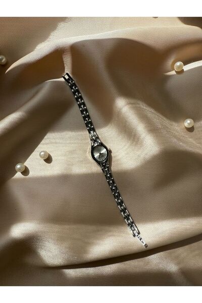 QUARTZ Bs Still Straw Cord - Minimal Vintage Women's Wristwatch, Silver Color