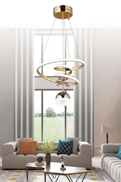 EY-EL TASARIM Kaos Mini Tekli Gold 3 Renk Ledli Sarkıt Avize